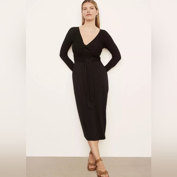Vince Dresses & Skirts - Vince Midi Wrap Dress Long Sleeve Black Rayon NWT $275